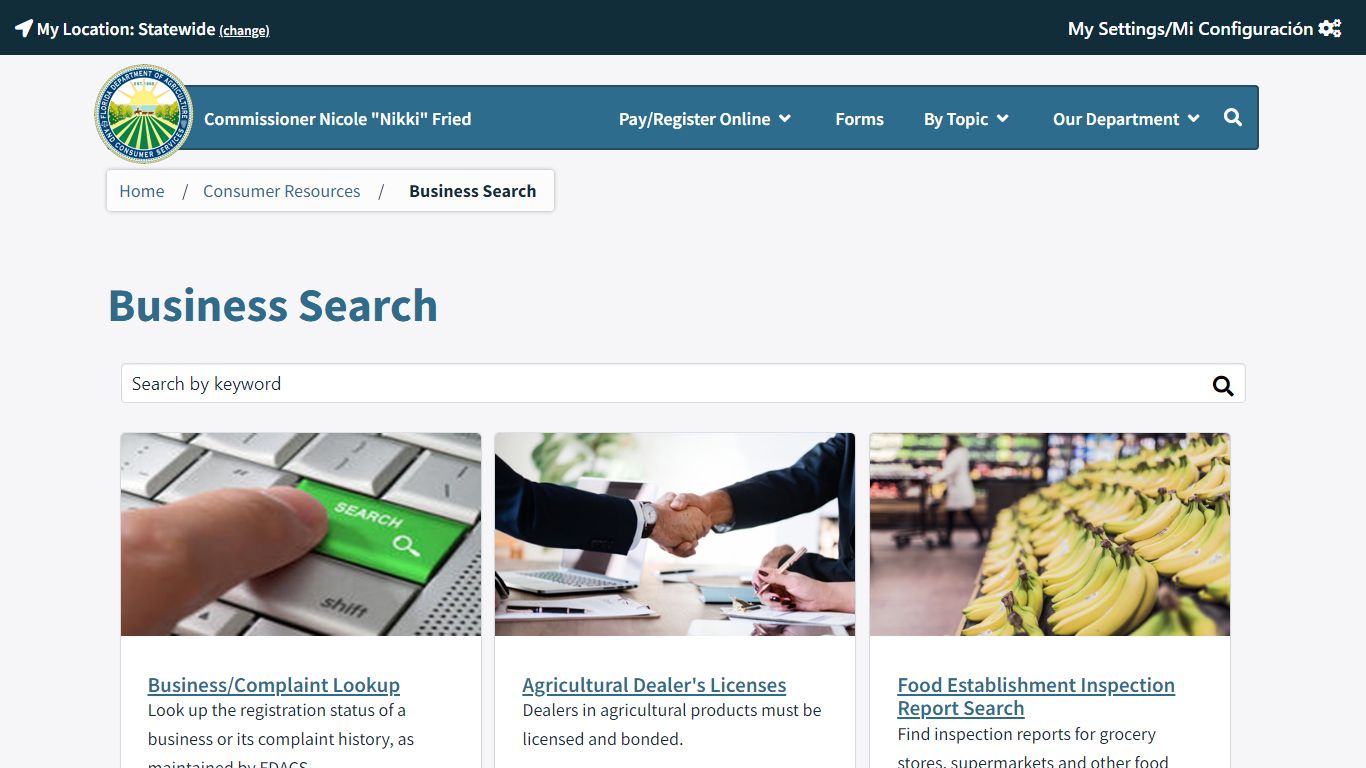 Business Search / Consumer Resources / Home - Florida Department of ...